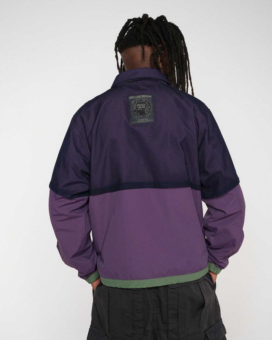 Jasje | Brain Dead Roll Cast Mesh Overlay Fishing Jacket Eggplant