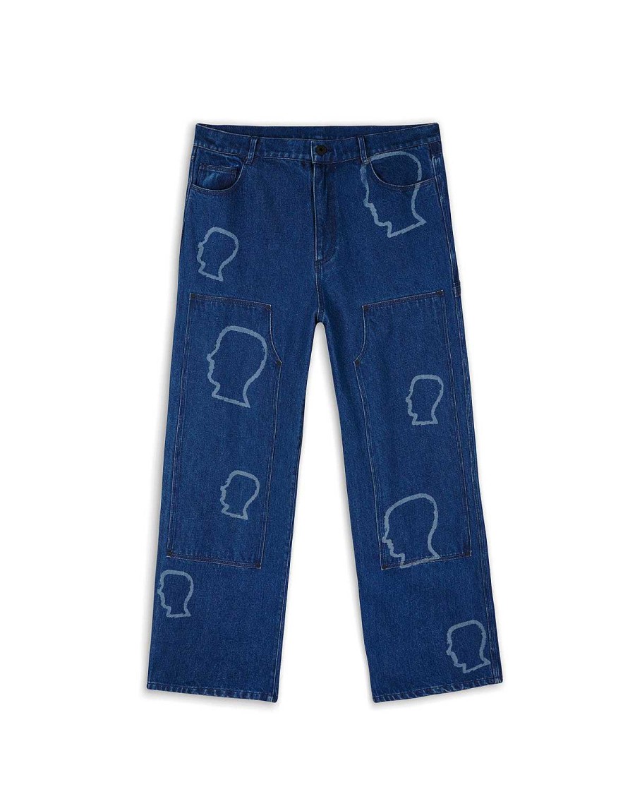 Hijgen | Brain Dead Logohead Denim Double Knee Utility Pant Indigo