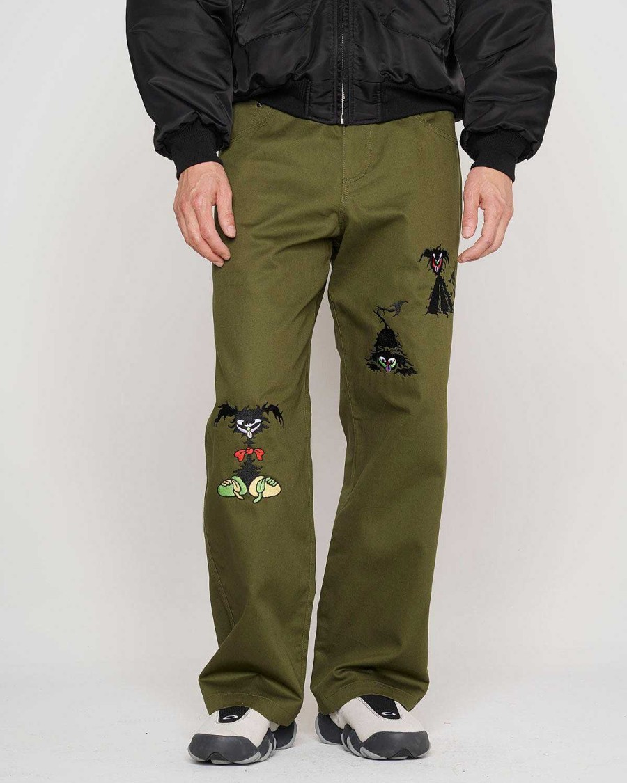 Hijgen | Brain Dead Twisted Snout Embroidered Pant Olive