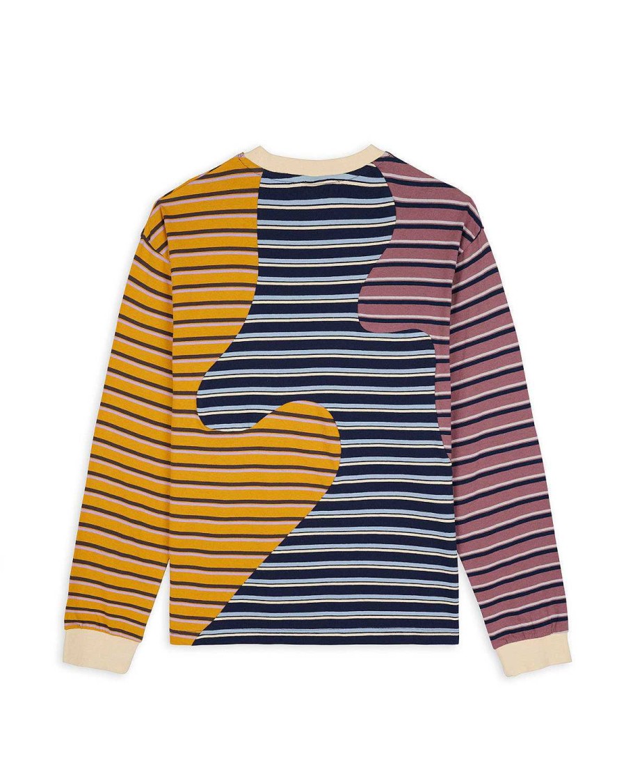 Lange Mouw | Brain Dead 92 Organic Paneled Striped Long Sleeve Cream Multi