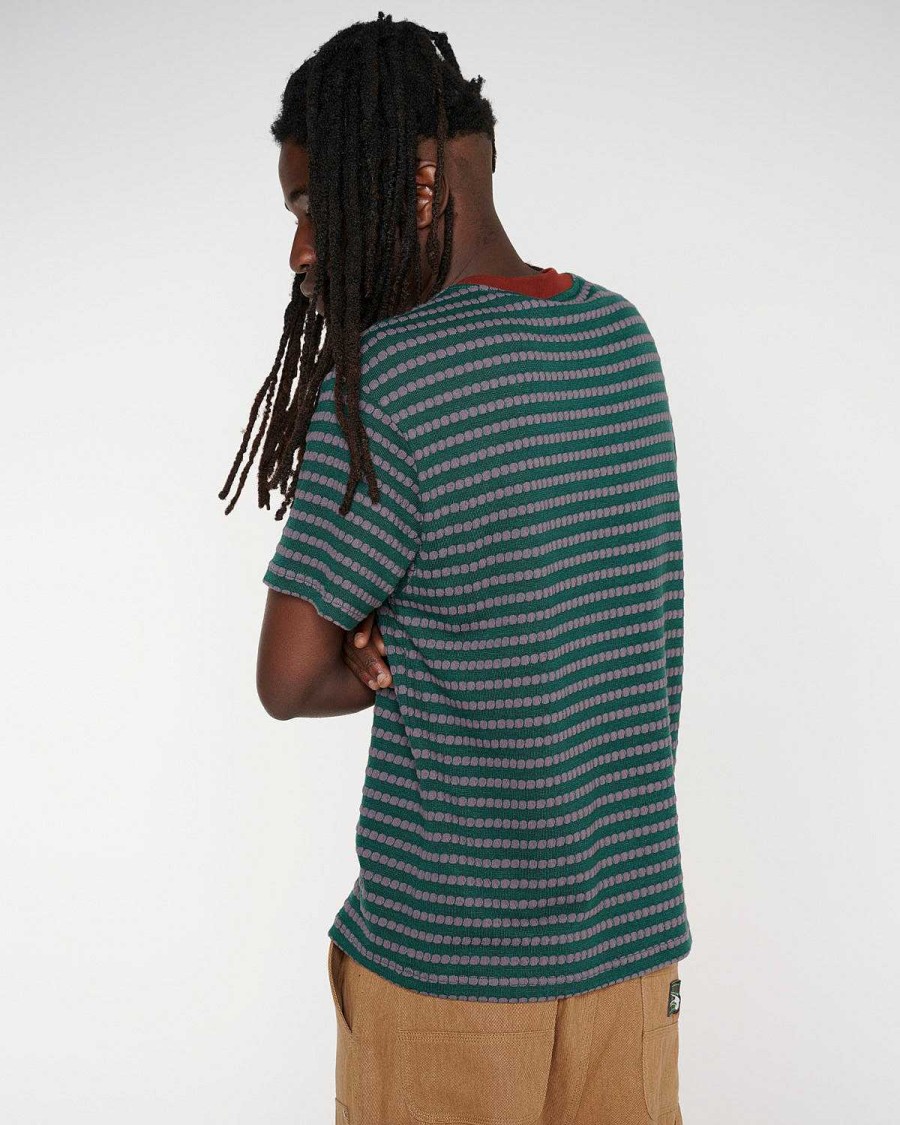 T-Shirt | Brain Dead Raised Dot Striped T-Shirt Forest Green