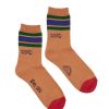 Sokken | Brain Dead Logo Striped Quarter Sock Orange