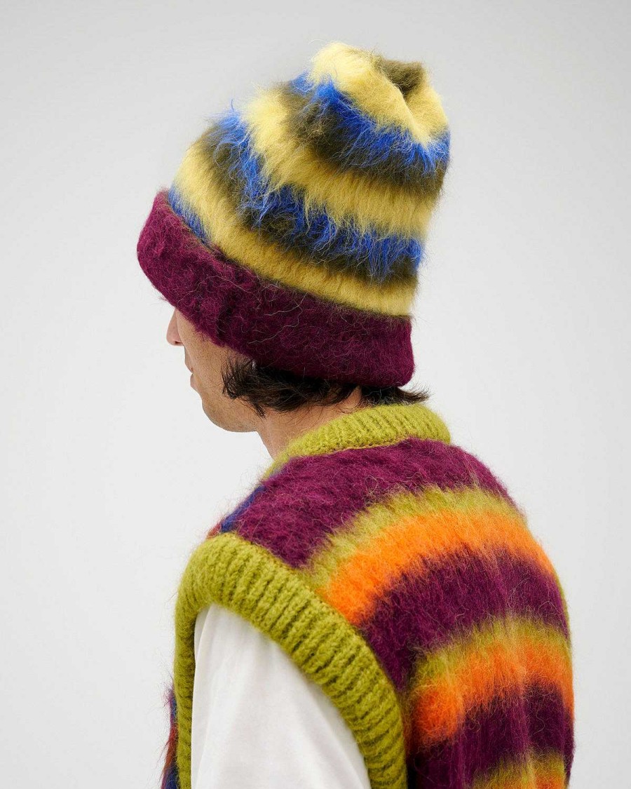 Hoed | Brain Dead Boxy Stripe Knit Beanie Yellow Multi