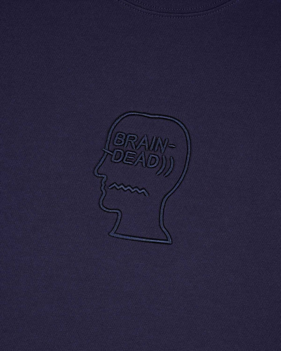 T-Shirt | Brain Dead 3D Embroidered Logohead Heavy Weight T-Shirt Navy