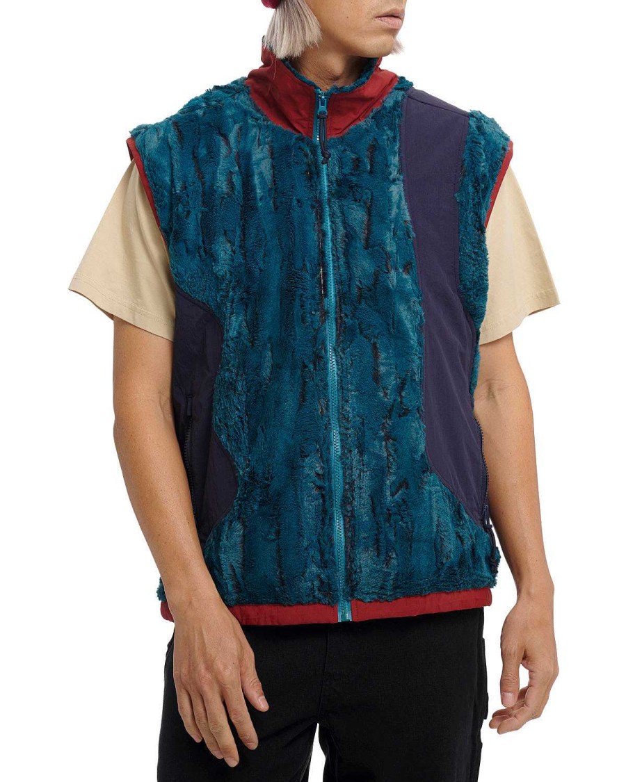 Vest | Brain Dead Organic Paneled Fur Vest Mallard