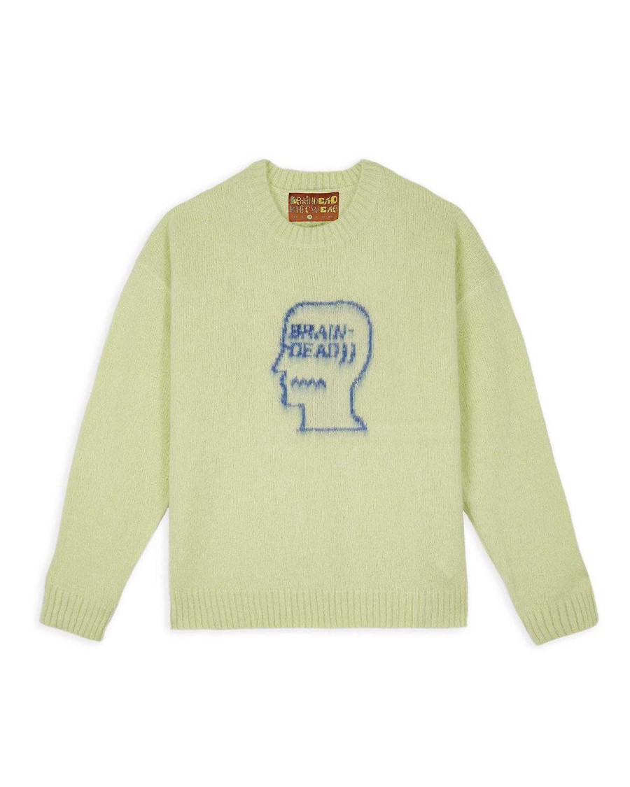 Trui | Brain Dead Logohead Pile Crewneck Sweater Melon