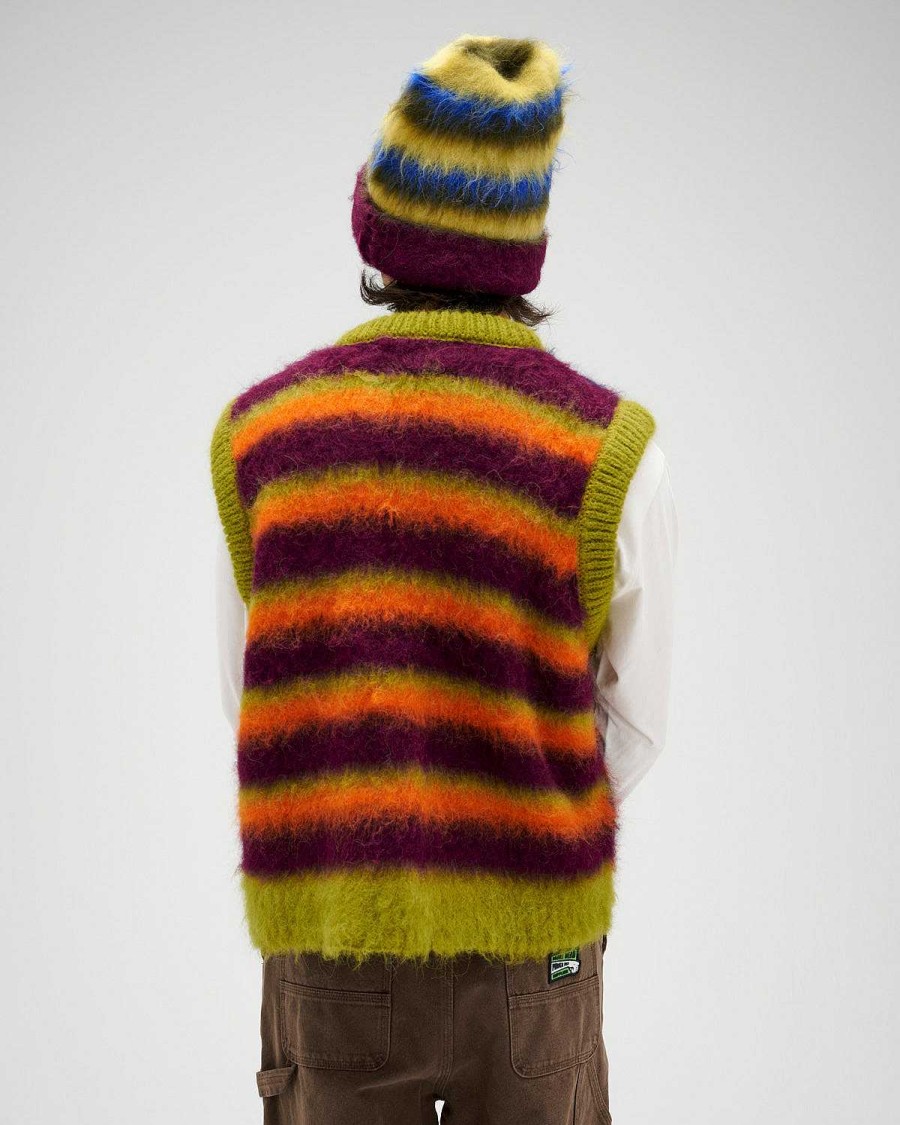 Vest | Brain Dead Blurry Lines Alpaca Sweater Vest Brown Multi