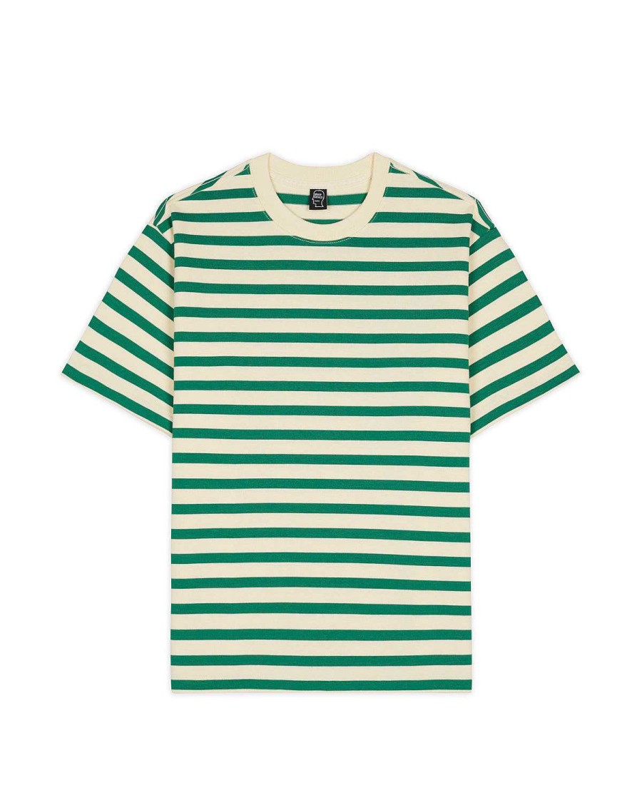 T-Shirt | Brain Dead Organic Striped T-Shirt - Light Green Green/Natural