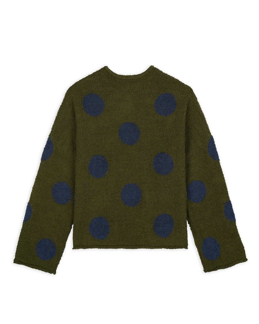 Trui | Brain Dead Teddy Fur Dot Knit Sweater Olive