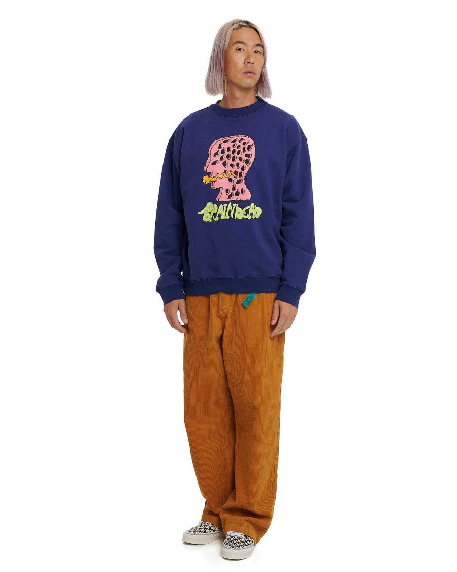 Sweatshirt | Brain Dead Worm Hole Crewneck - Slate Navy