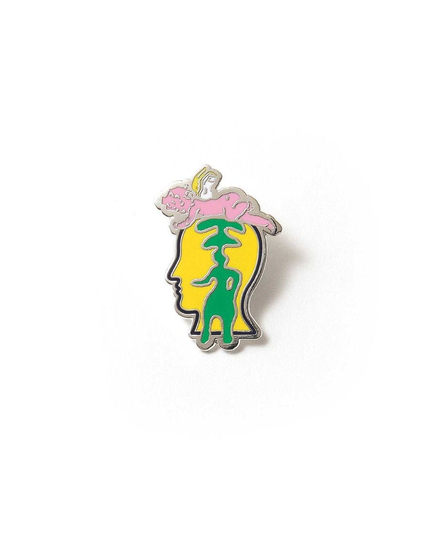 Pin | Brain Dead Angel Head Enamel Pin Yellow/Multi