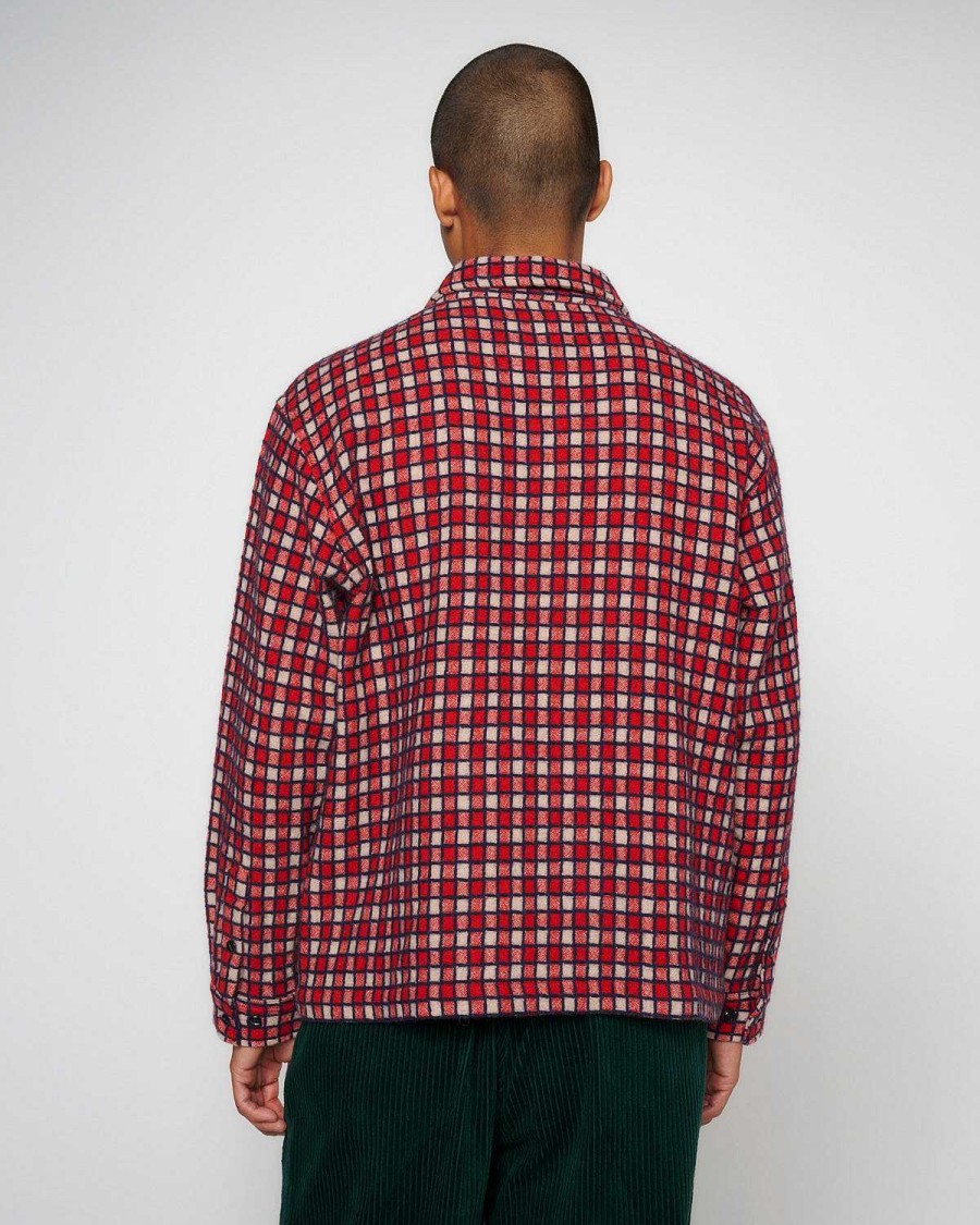 Shirt | Brain Dead Check Mate Flannel Zip Shirt Red