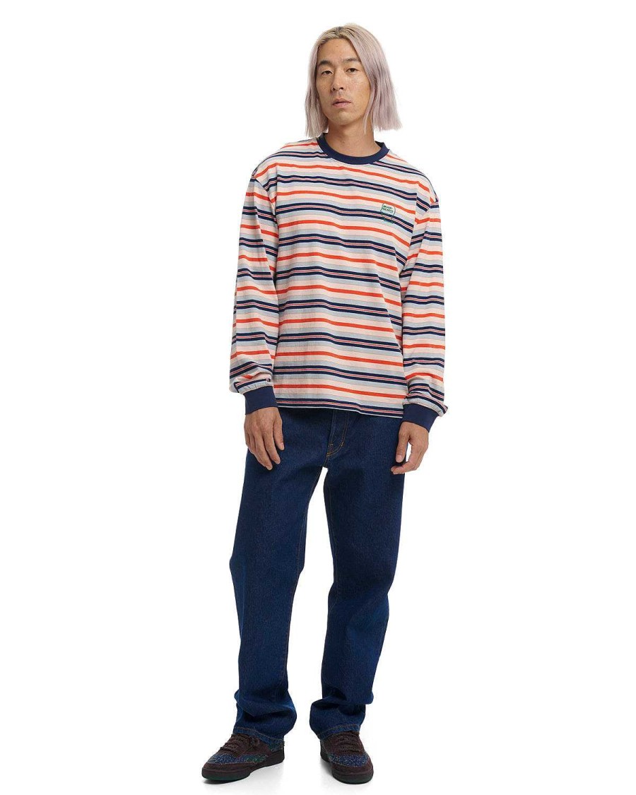 Lange Mouw | Brain Dead 92 Striped Long Sleeve Navy Multi