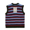 Vest | Brain Dead Teddy Fur Striped Vest Blue Multi