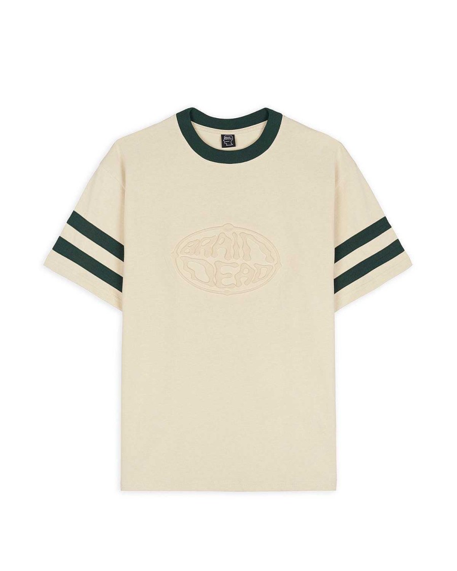 T-Shirt | Brain Dead Embossed Worldwide Short Sleeve Football Shirt Natural