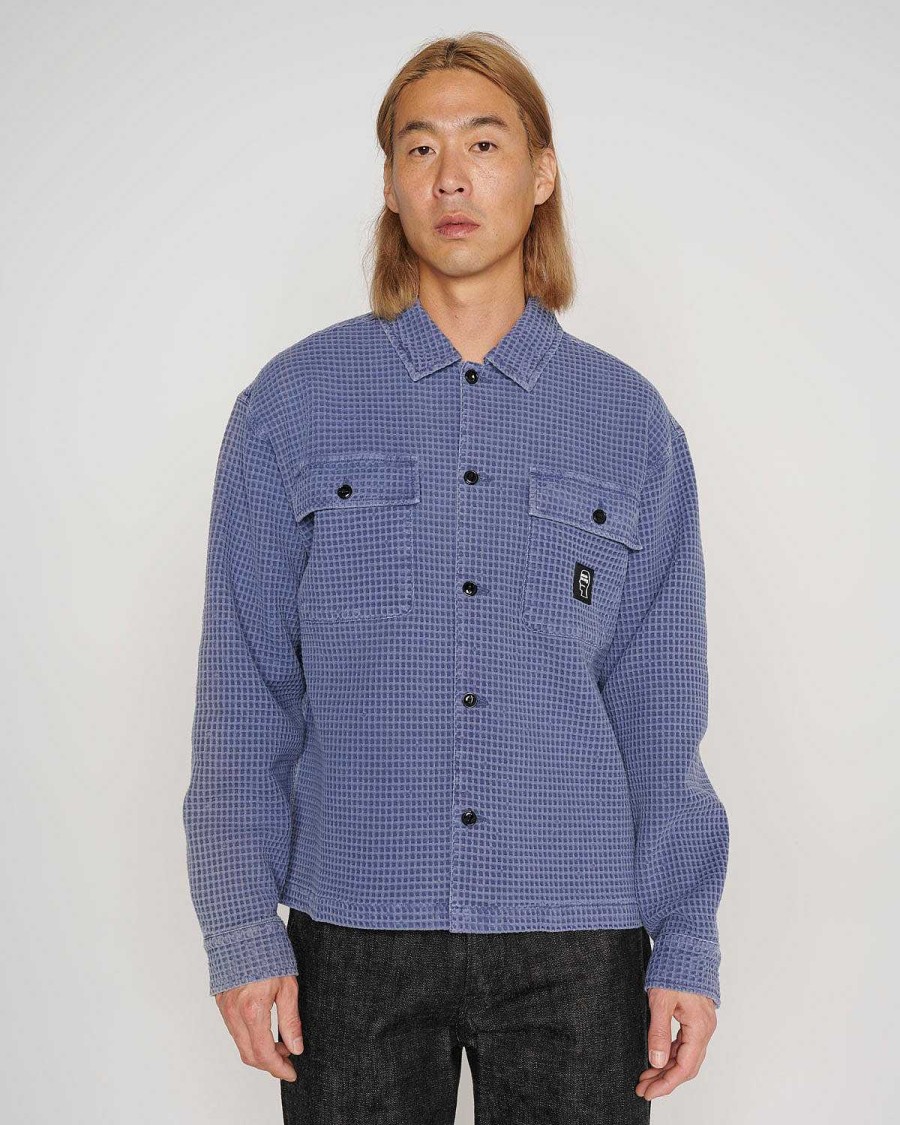 Shirt | Brain Dead Waffle Button Front Shirt Blueberry