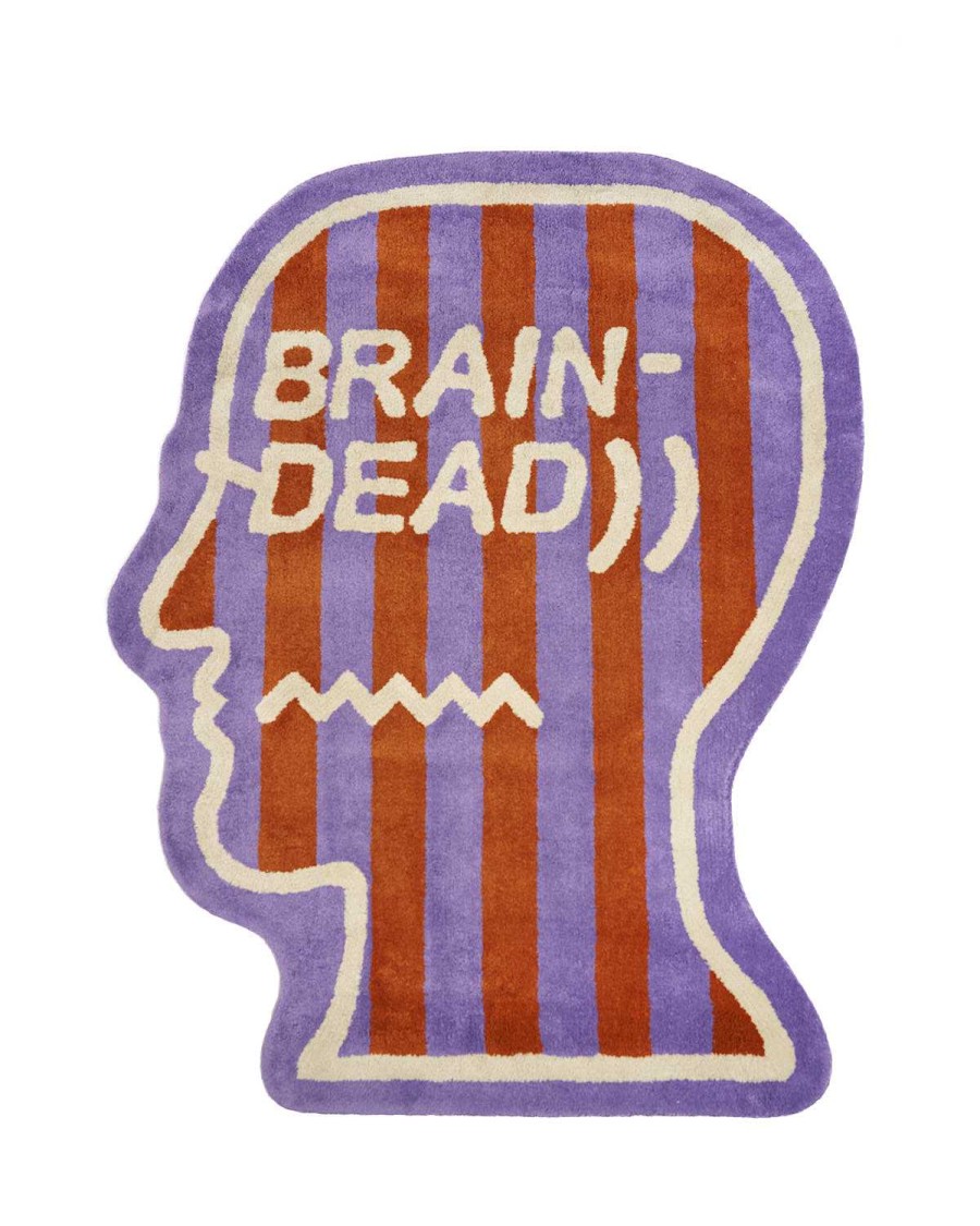 Tapijt | Brain Dead Logo Head Striped Rug 6Ft Purple