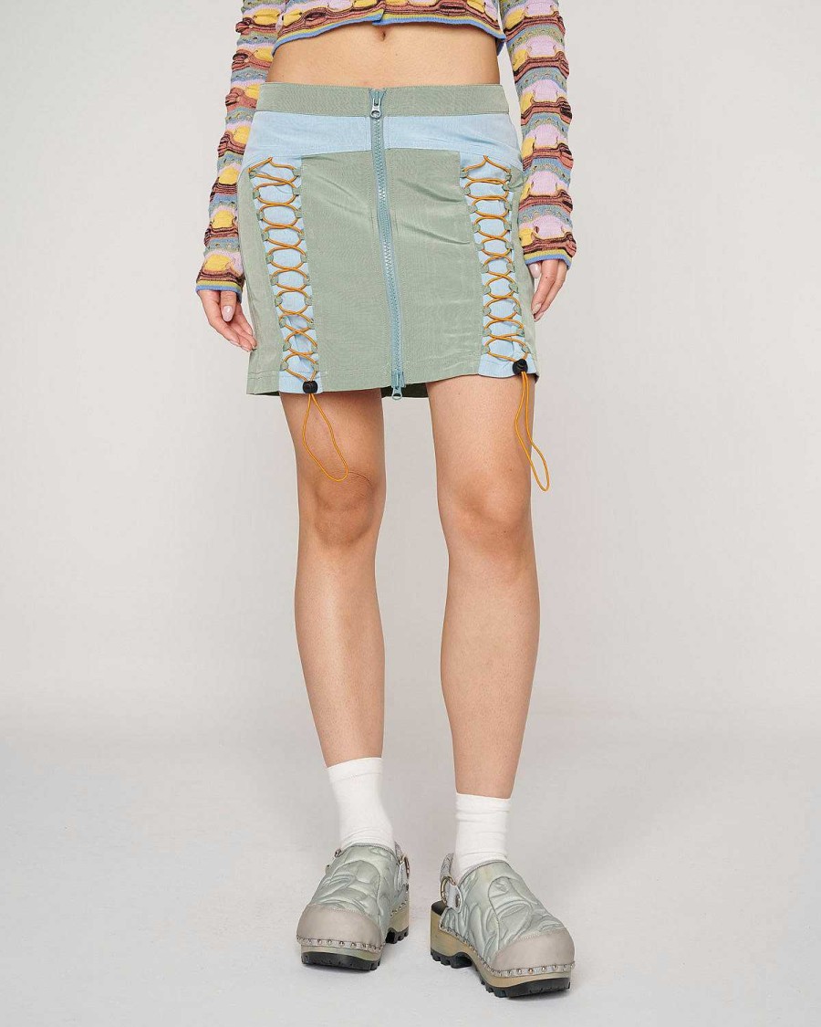 Rok | Brain Dead Bungee Zip Mini Skirt Seafoam