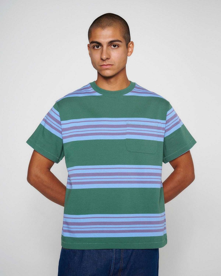 T-Shirt | Brain Dead Baker Striped Pocket T-Shirt Green