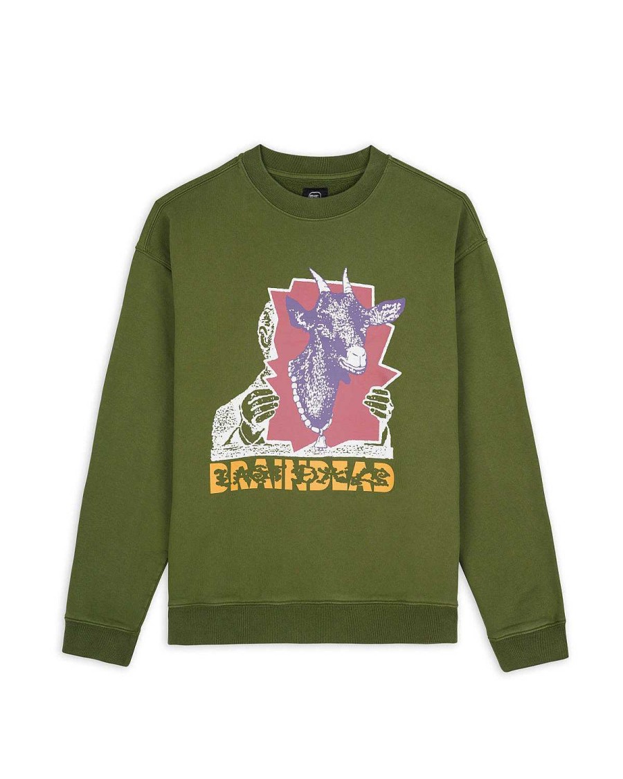 Sweatshirt | Brain Dead Goat Lady Crewneck Green