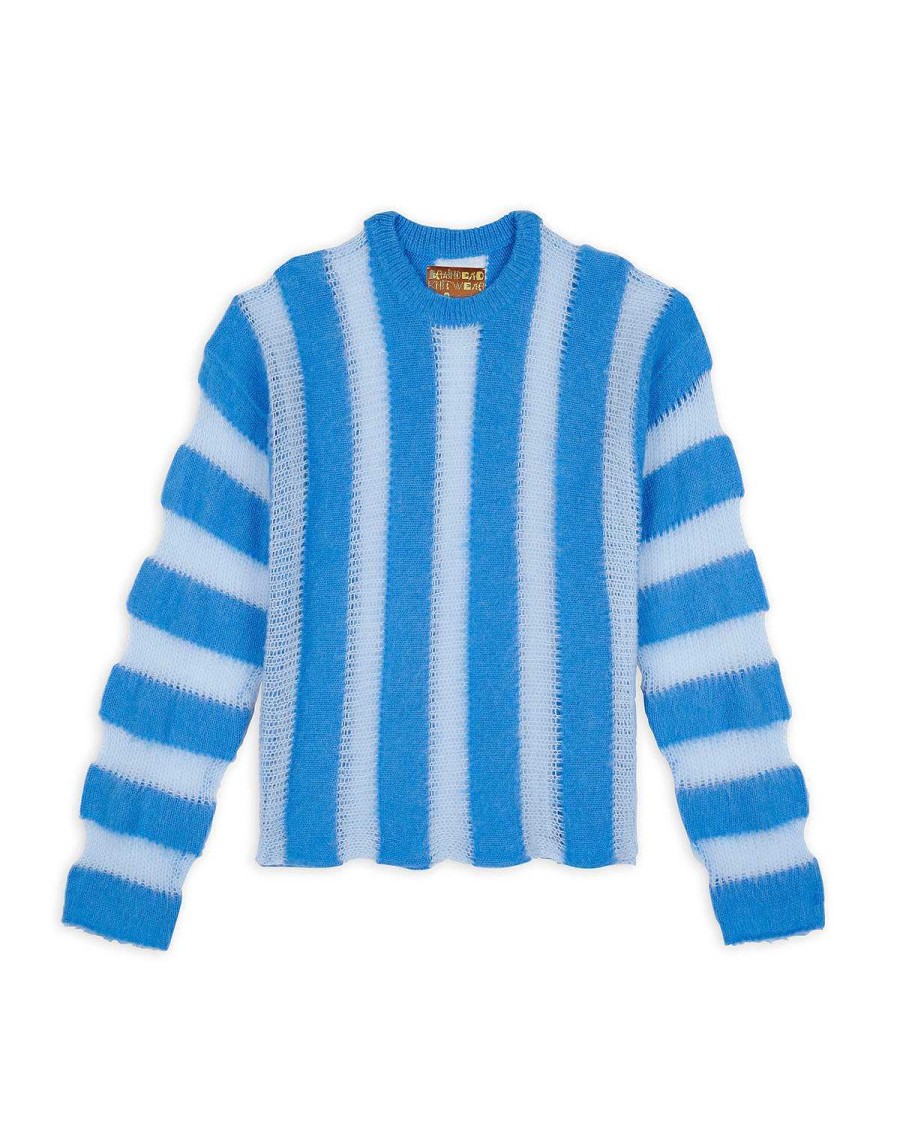 Trui | Brain Dead Fuzzy Threadbare Sweater Light Blue