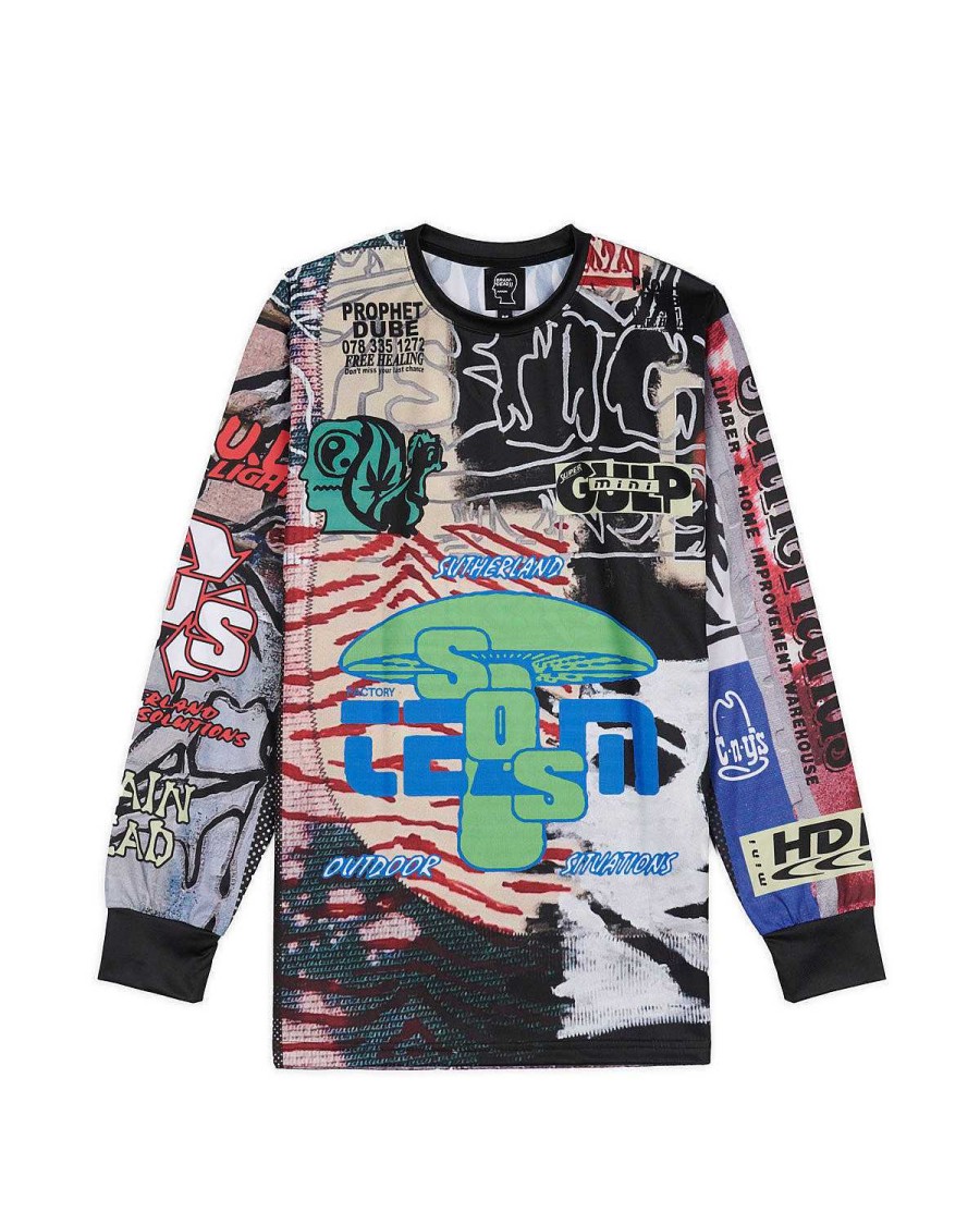 Lange Mouw | Brain Dead Brain Dead X Peter Sutherland Long Sleeve Tech Tee Grey Multi