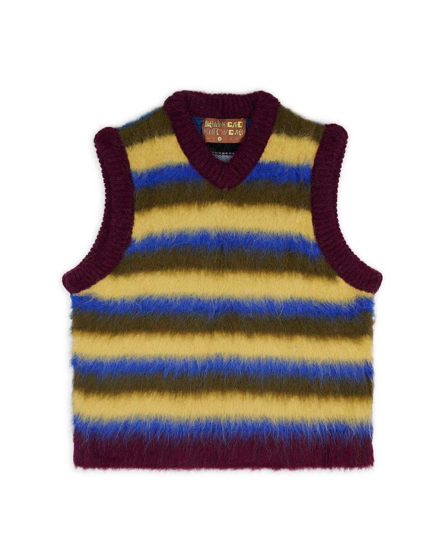 Vest | Brain Dead Blurry Lines Alpaca Sweater Vest Yellow Multi