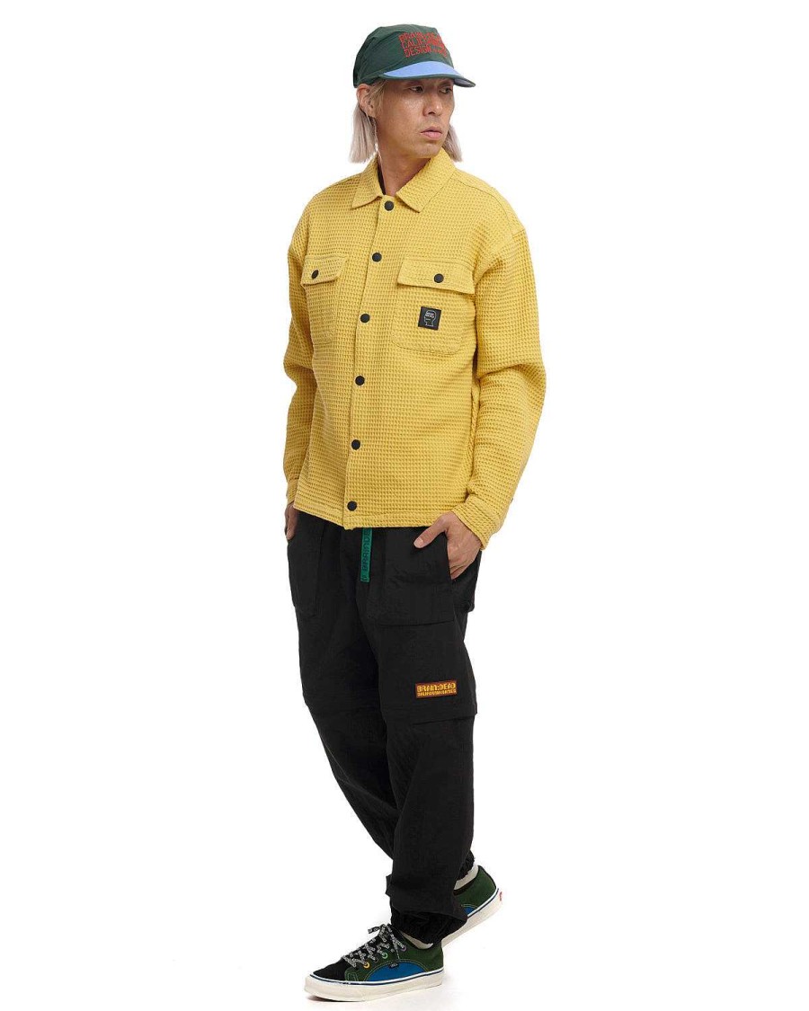 Shirt | Brain Dead Waffle Snap Front Shirt Mustard