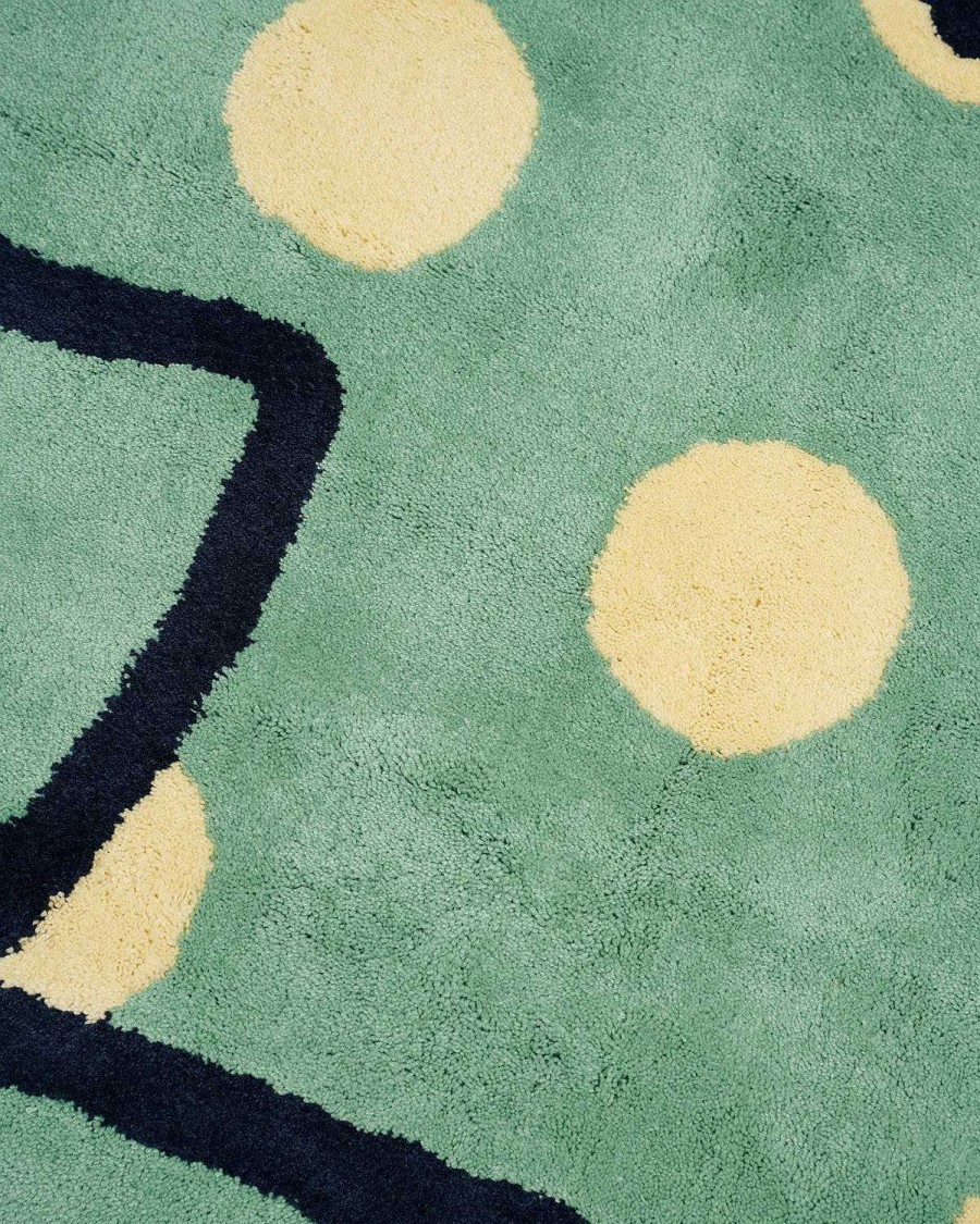 Tapijt | Brain Dead Logo Head Polka Dot Rug 6Ft Green