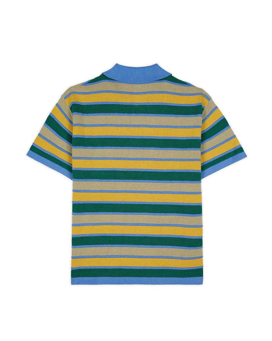 Shirt | Brain Dead Lifted Stripe Half Zip Shirt Yellow Multi