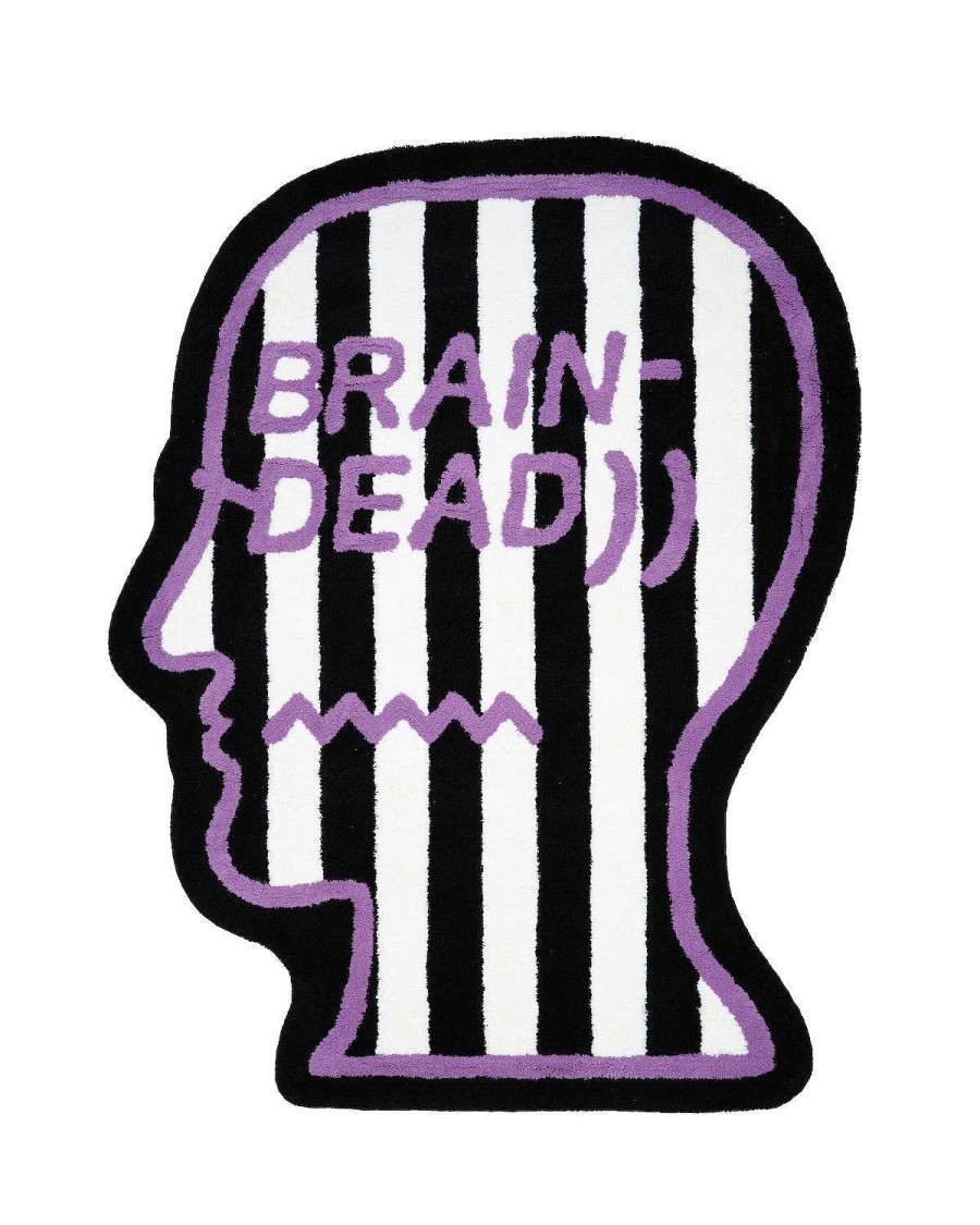 Tapijt | Brain Dead Logo Head Striped Rug 6Ft Black/White