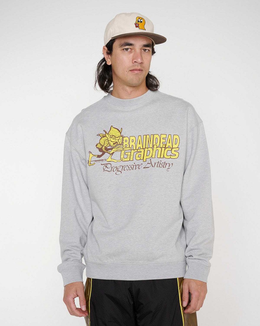 Sweatshirt | Brain Dead Progressive Artistry Crewneck Sweatshirt Heather Grey