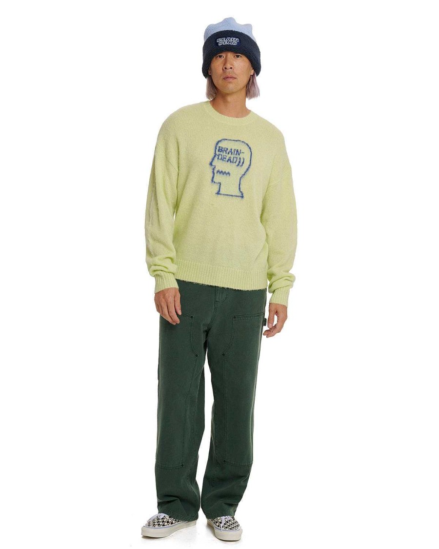 Trui | Brain Dead Logohead Pile Crewneck Sweater Melon