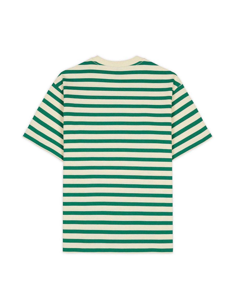 T-Shirt | Brain Dead Organic Striped T-Shirt - Light Green Green/Natural